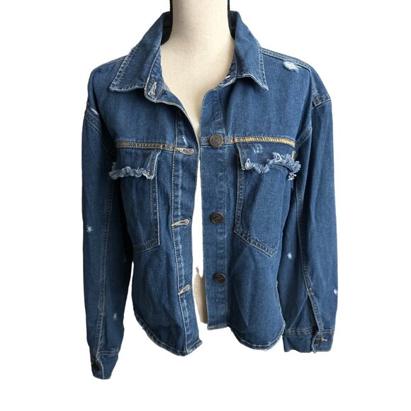 Boom Boom Jeans FAITH Denim Shirt Hi Lo Jean Shacket Custom Painted Size 1X - Picture 6 of 10